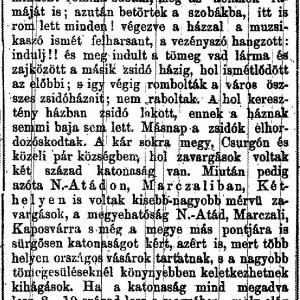 „Zsidó ellenes mozgalmak a Dunántúl.” (Forrás: Somogy, 1883. 09. 04., 1. o.)
